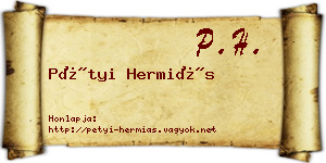 Pétyi Hermiás névjegykártya